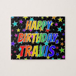 "TRAVIS" Vorname, Spaß "GLÜCKLICHER GEBURTSTAG" Puzzle