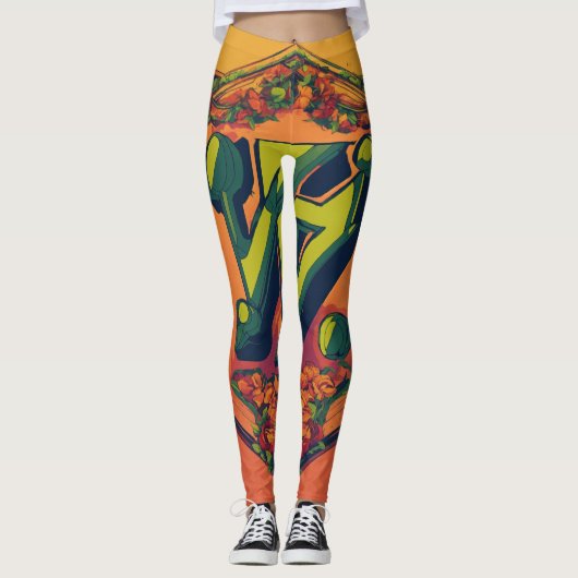 "Tray Bien" Futuristic Nostalgic Leggings (Vorderseite)