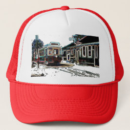 TRC Neon streetcar at stn Red Trucker Hat Truckerkappe
