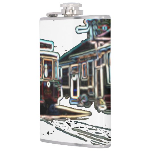 TRC Neon streetcar at stone Vinyl Wrapped Flask Flachmann (Links)