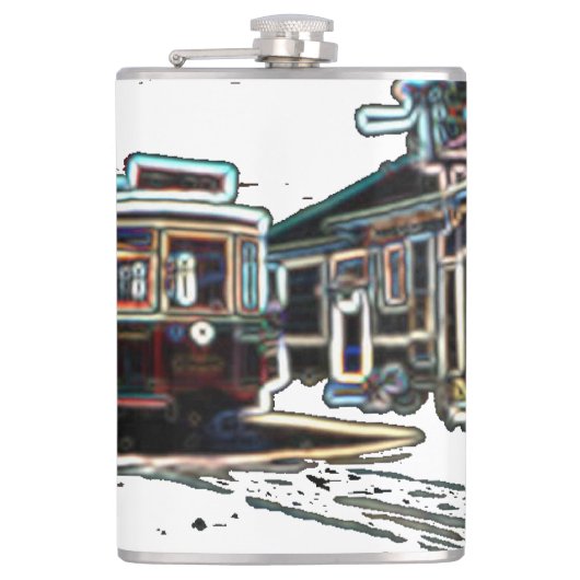 TRC Neon streetcar at stone Vinyl Wrapped Flask Flachmann (Vorderseite)
