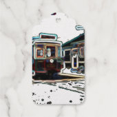 TRC Neon streetcar on stone Scalloped Foil Gift Ta Geschenkanhänger (Rückseite)