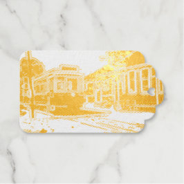 TRC Neon streetcar on stone Scalloped Foil Gift Ta Geschenkanhänger