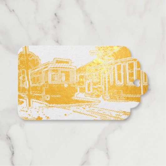 TRC Neon streetcar on stone Scalloped Foil Gift Ta Geschenkanhänger (Vorderseite (Horizontal))