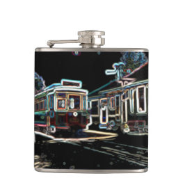 TRC Neon streetcar on stone Small Wrapped Flask Flachmann