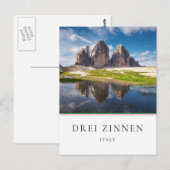 Tre Cime di Lavaredo/Drei Zinnen Dolomite mountain Postkarte (Vorne/Hinten)