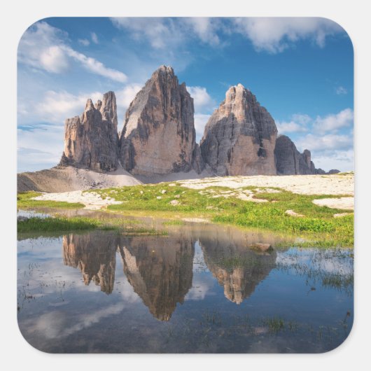 Tre Cime di Lavaredo/Drei Zinnen Dolomite mountain Quadratischer Aufkleber (Vorderseite)