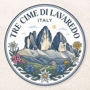 Tre Cime di Lavaredo Italien Runder Pappuntersetzer