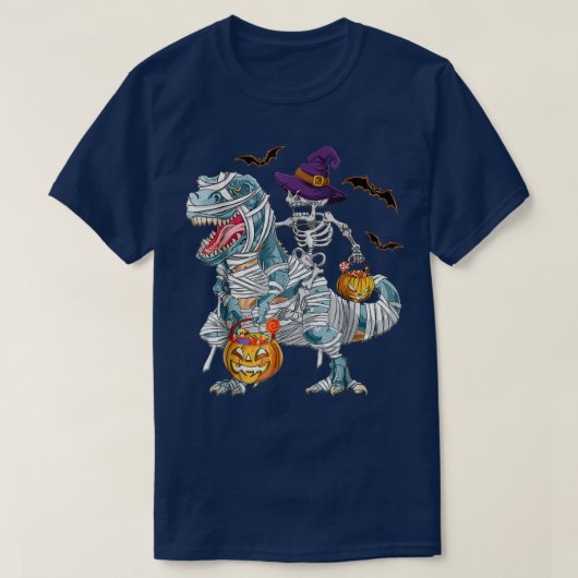 tre dinosaur Skeleton Riding Mummy Dinosaurier T-Shirt (Design vorne)