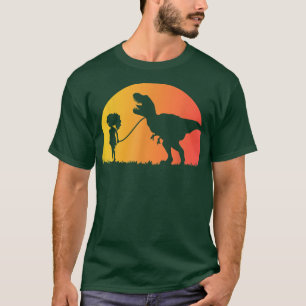 TRe Dinosaurier Haustier an einer Leine, die von e T-Shirt