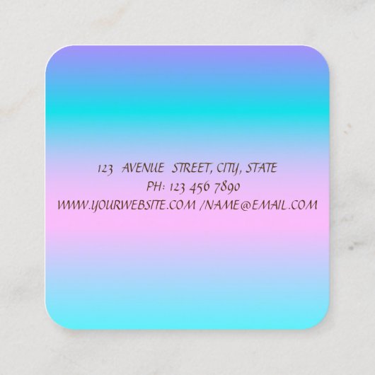 Trea Women Gold Brush Holographic Yoga Quadratische Visitenkarte (Rückseite)