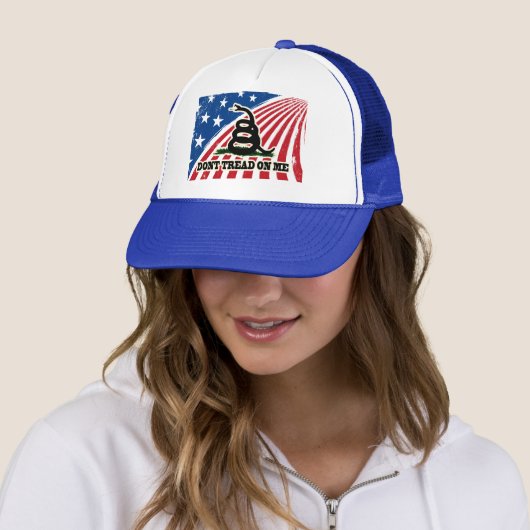 Tread on Me, Red White Blue Patriotic Hat Cap Truckerkappe (Beispiel)