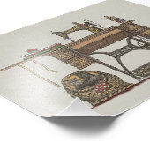 Treadle Nähmaschine & Kätzchen Fotodruck (Ecke)