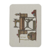 Treadle Nähmaschine & Kätzchen Magnet (Vertikal)