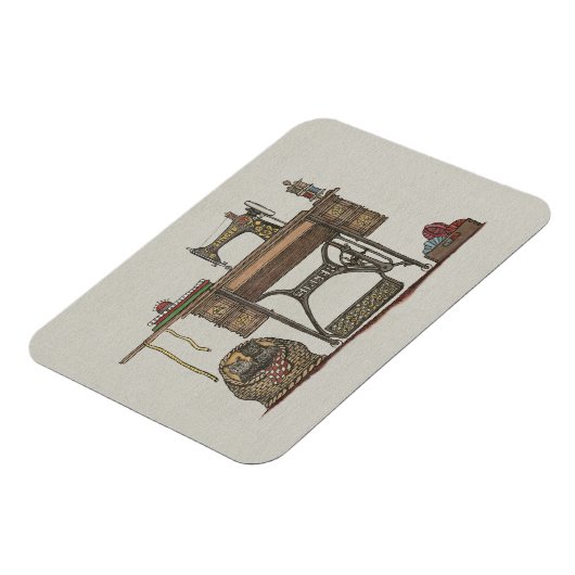 Treadle Nähmaschine & Kätzchen Magnet (Linke Seite)