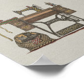 Treadle Nähmaschine & Kätzchen Poster (Ecke)