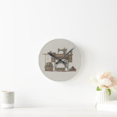 Treadle Nähmaschine & Kätzchen Runde Wanduhr (Zuhause)