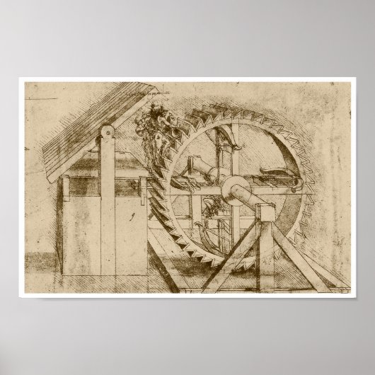 Treadmill Powered Crossbow, Leonardo da Vinci Poster (Vorne)