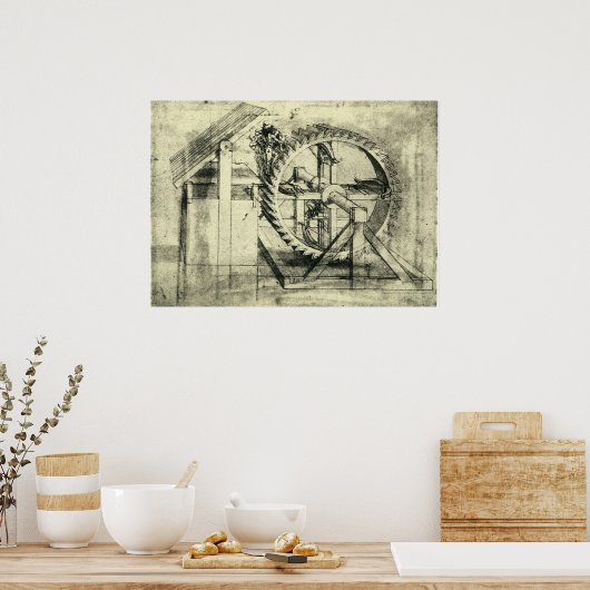Treadmill Powered Crossbow von Leonardo da Vinci Poster (Küche)