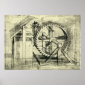 Treadmill Powered Crossbow von Leonardo da Vinci Poster (Vorne)