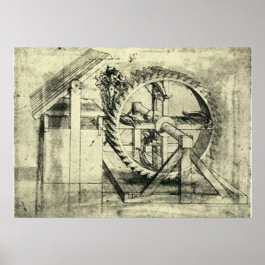 Treadmill Powered Crossbow von Leonardo da Vinci Poster (Vorne)