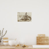 Treadmill Powered Digging Machine, Da Vinci Poster (Küche)