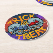 Treak oder Leckerei Beängstigend Halloween Pumpkin Runder Pappuntersetzer (Angewinkelt)