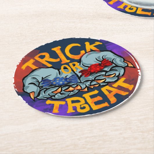 Treak oder Leckerei Beängstigend Halloween Pumpkin Runder Pappuntersetzer (Angewinkelt)