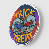 Treak or Treat Scary Halloween Pumpkin  Große Wanduhr (Winkel)