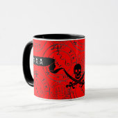 TREASKARTEN FÜR PIRATEN, SKULL, SCHWERTER Rot Schw Tasse (Vorderseite Links)