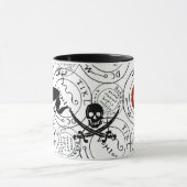 TREASKARTEN FÜR PIRATEN,SKULL,SCHWERTER Schwarz-we Tasse (Zentrum)