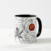 TREASKARTEN FÜR PIRATEN,SKULL,SCHWERTER Schwarz-we Tasse (VorderseiteRechts)
