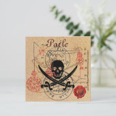 TREASKARTEN FÜR PIRATEN, SKULLE UND KREUZTE SCHWER ANKÜNDIGUNG (Stehend Vorderseite)