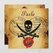 TREASKARTEN FÜR PIRATEN, SKULLE UND KREUZTE SCHWER EINLADUNG (Vorne/Hinten)