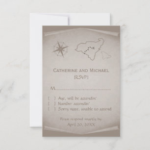Treasmap Response Card, Beige RSVP Karte