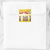 Treasure chest cake quadratischer aufkleber (Tasche)