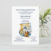 Treasure Chest Map Boat Birthday Invitation Einladung (Stehend Vorderseite)