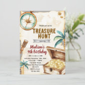 Treasure hunt birthday party theme invitation einladung (Stehend Vorderseite)