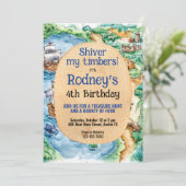 Treasure Hunt Pirate Einladung zum Geburtstag (Stehend Vorderseite)