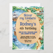 Treasure Hunt Pirate Einladung zum Geburtstag (Vorne/Hinten)