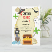 Treasure Hunt Pirate Geburtstagsparty Einladung (Stehend Vorderseite)