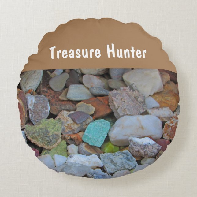 Treasure Hunter Rock Collection Stone Rockhound Rundes Kissen (Vorderseite)