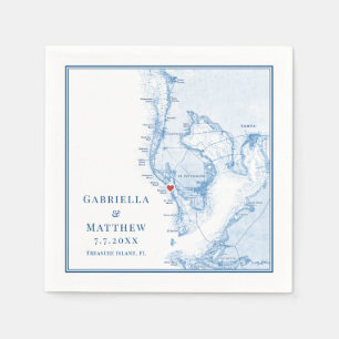 Treasure Island Florida Karte Serviette