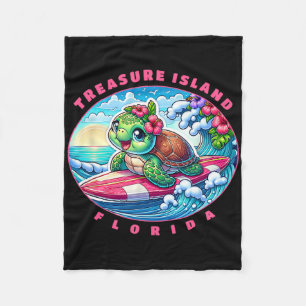 Treasure Island Florida Süßes Surfmädchen Meeressc Fleecedecke