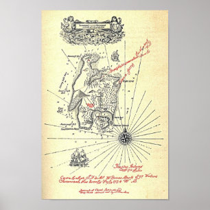 "Treasure Island Map" Poster