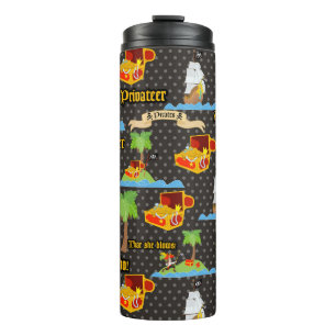 Treasure Island Palm Tropische Piratenflagge Raubz Thermosbecher