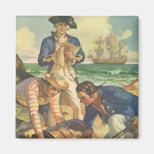 Treasure Island, Vintage Märchen Piraten Magnet
