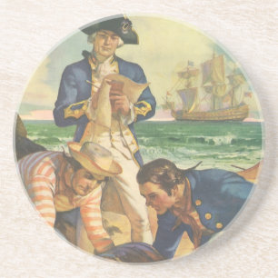 Treasure Island, Vintage Märchen Piraten Untersetzer