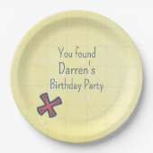 Treasure Map Pirate Party X Markiert den Ort Pappteller (Vorderseite)