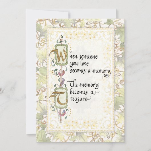 Treasure Memory Calligraphy Beileid Tribute Karte (Vorderseite)